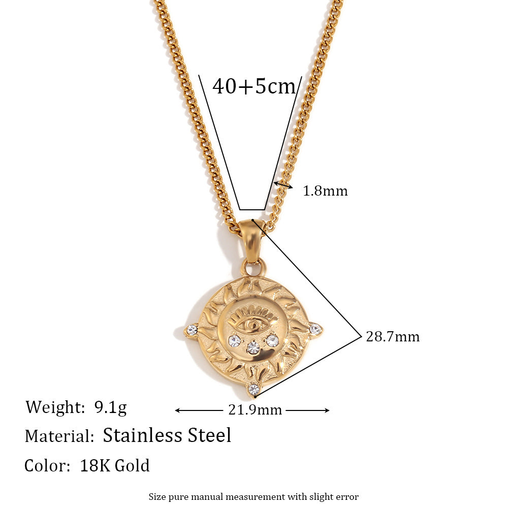 Wholesale Pendant jewelry stainless steel rectangular oil drop zircon tarot necklace